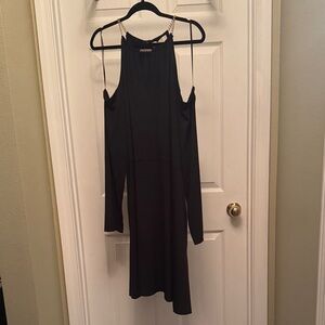 Michael Kors Black cold shoulder Long Sleeve Dress with Chain Straps